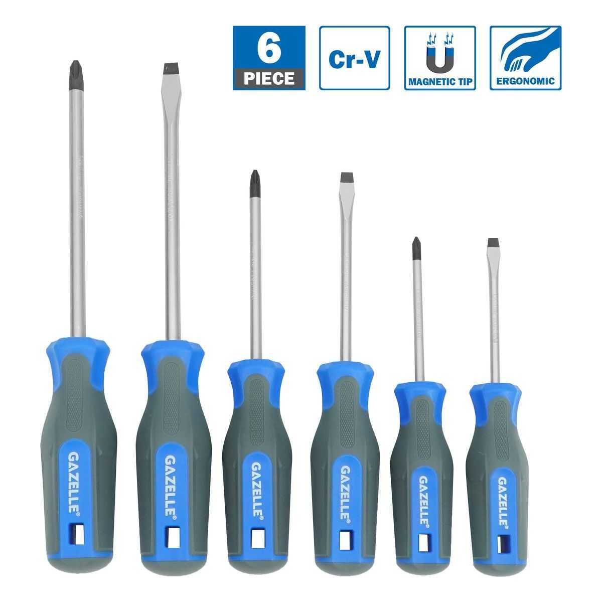 6 Pcs Metric Screwdriver Set, Phillips/Slotted