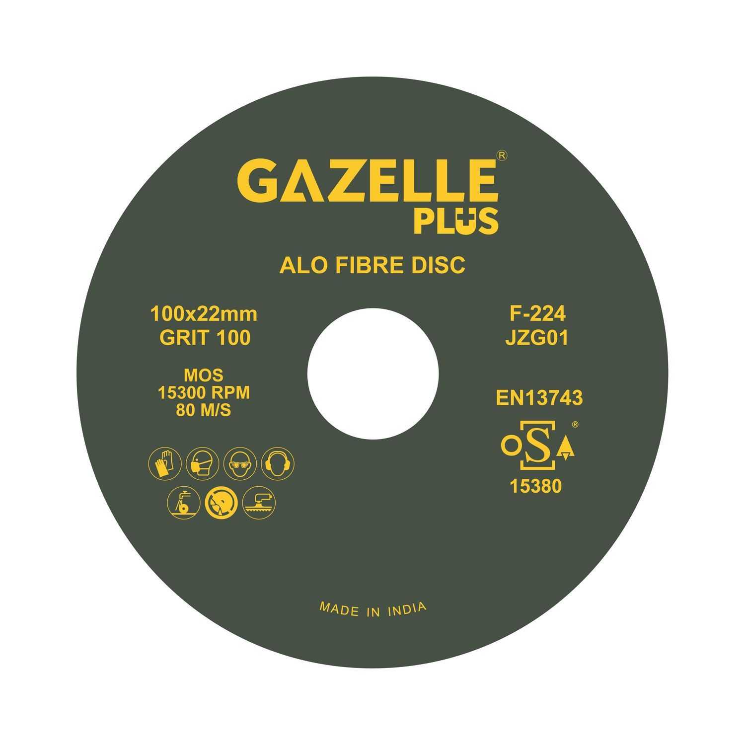 4 In. Coated Fibre Sanding Discs (100mm) 100 Grits