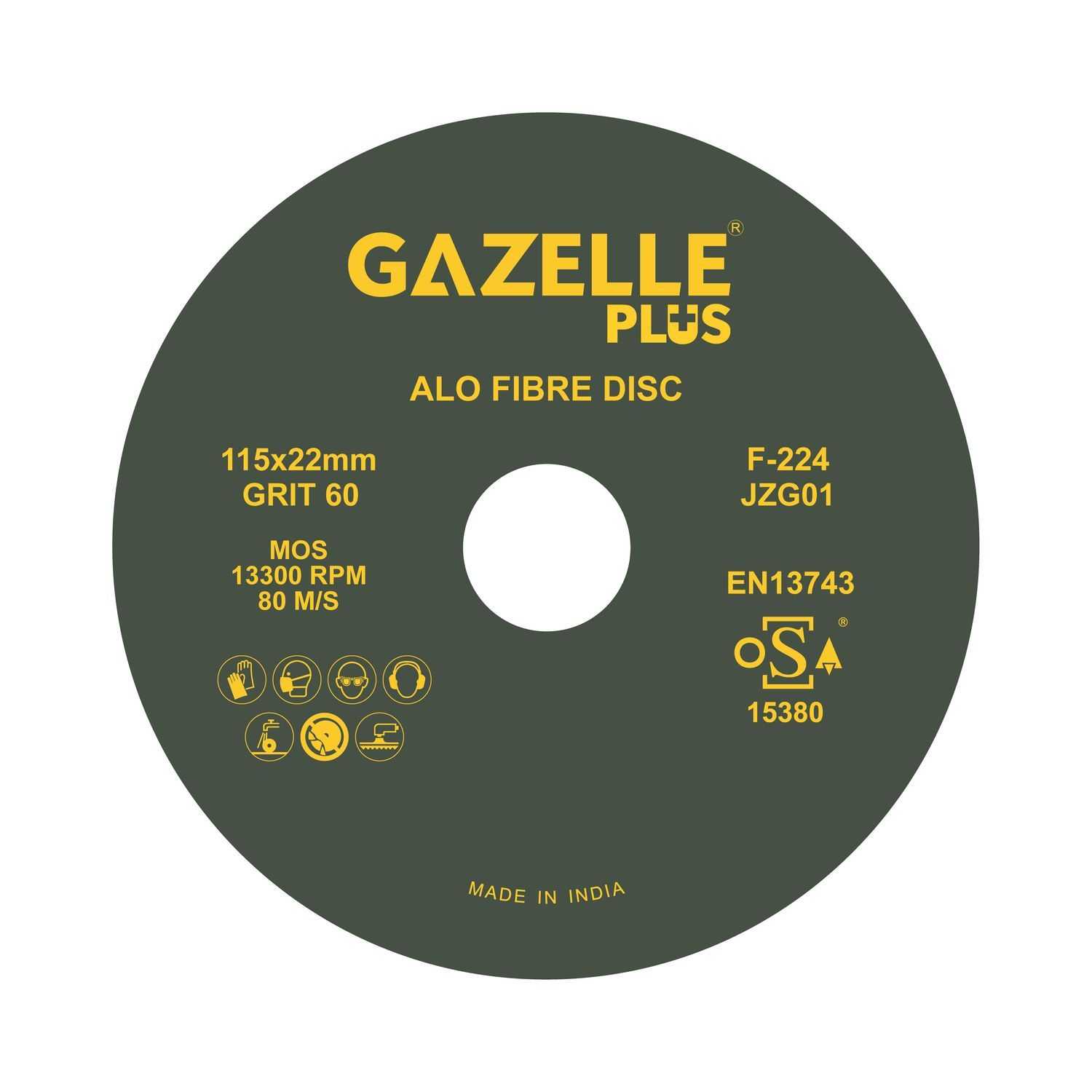 4.5 In. Coated Fibre Sanding Discs (115mm) 60 Grits