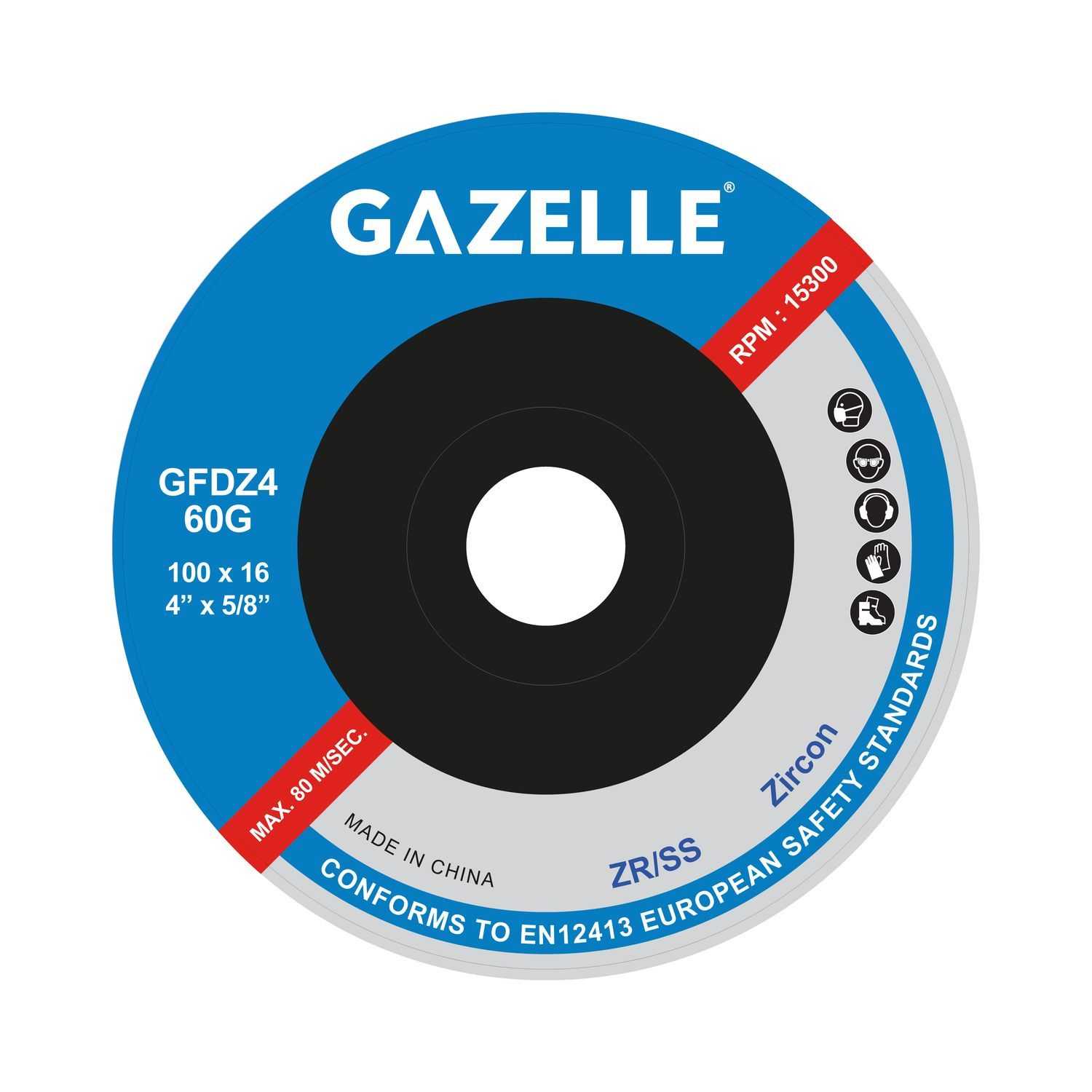 4 In. Zircon Flap Disc (100mm), 60 Grit 