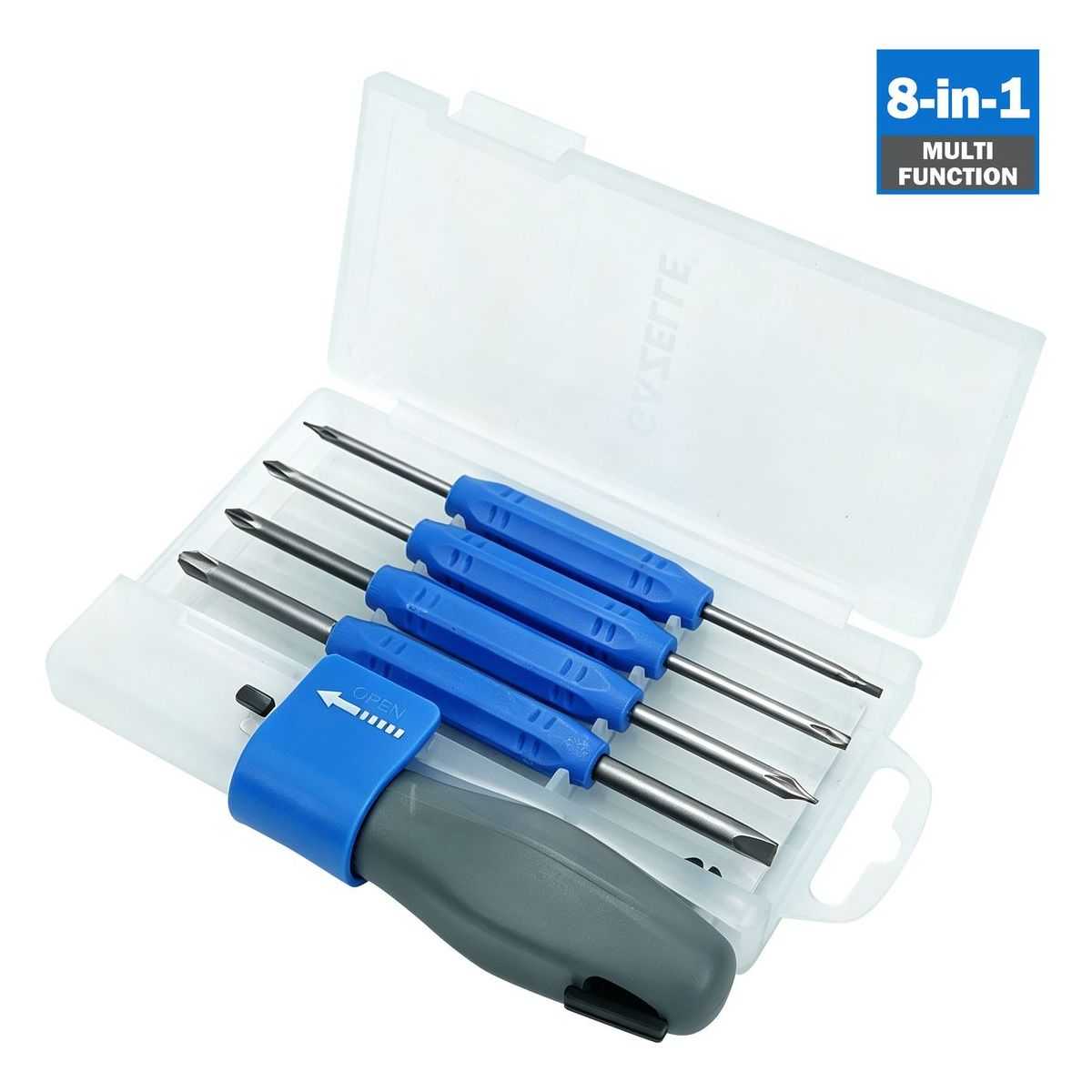 8-in-1 Interchangeable Screwdriver Set, Phillips/Slotted/Star