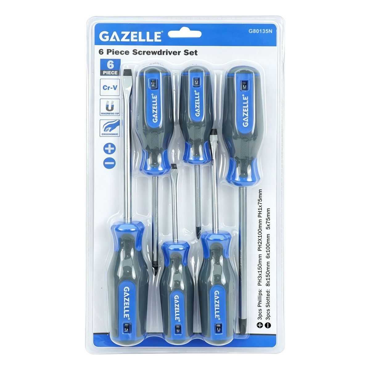 6 Pcs Metric Screwdriver Set, Phillips/Slotted