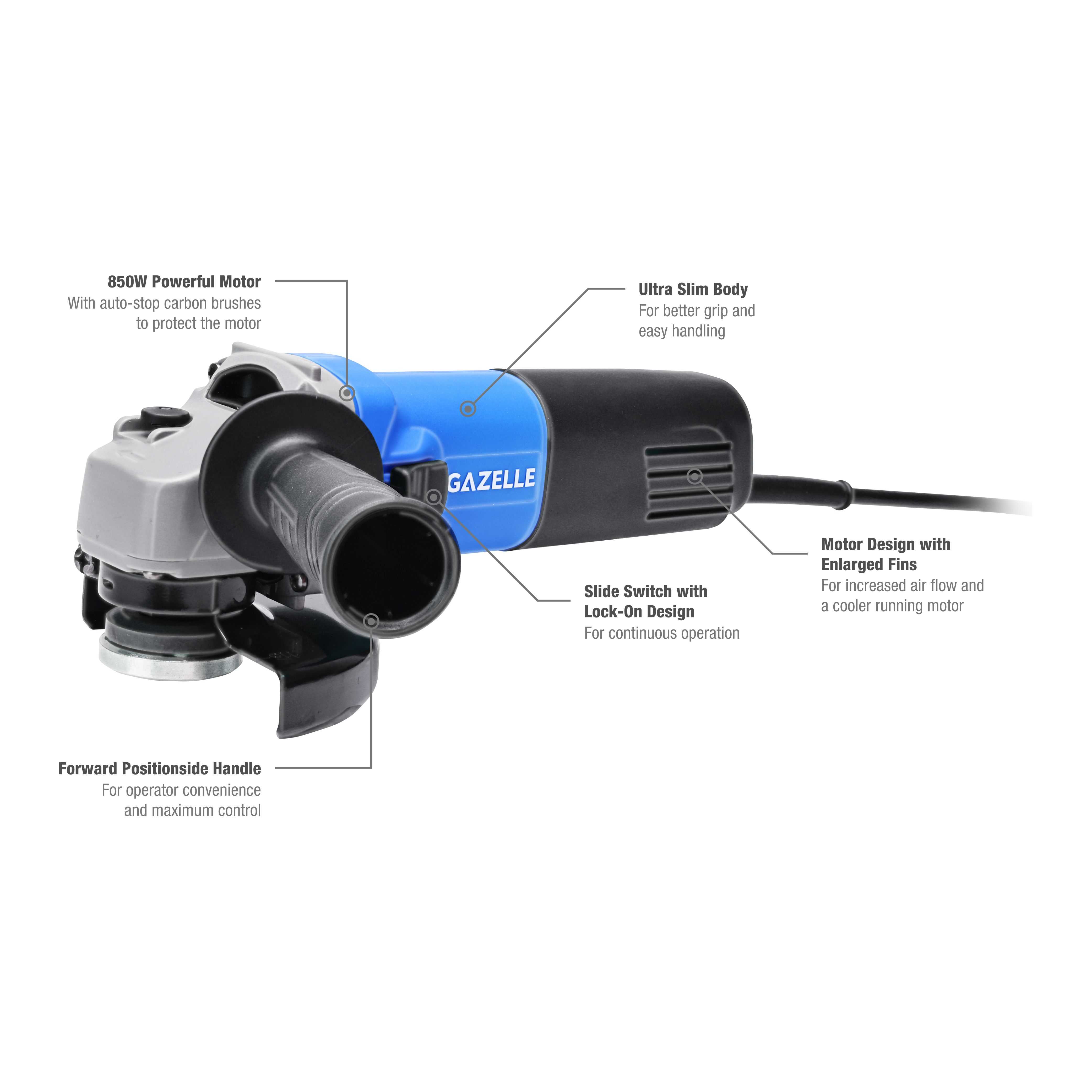 4 1/2" Angle Grinder 850W Slide Switch