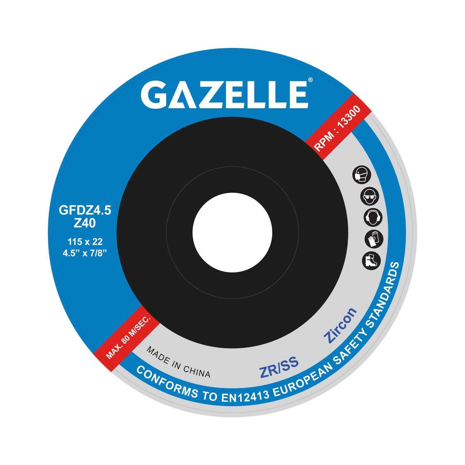 4.5 In. Zircon Flap Disc (115mm), 40 Grit 