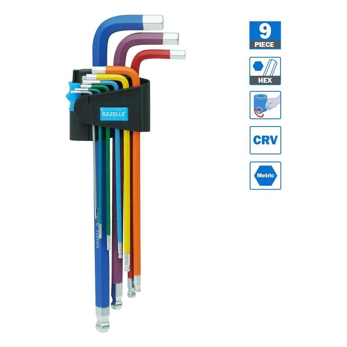 Long Hex Key Set, Metric, 9 Pcs