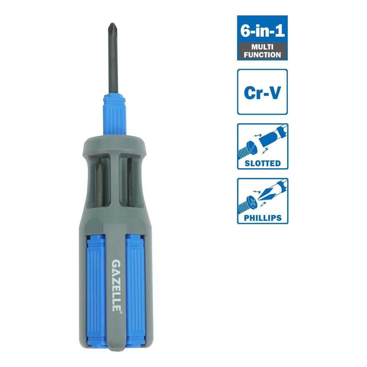 6-in-1 Screwdriver Set, Phillips/Slotted