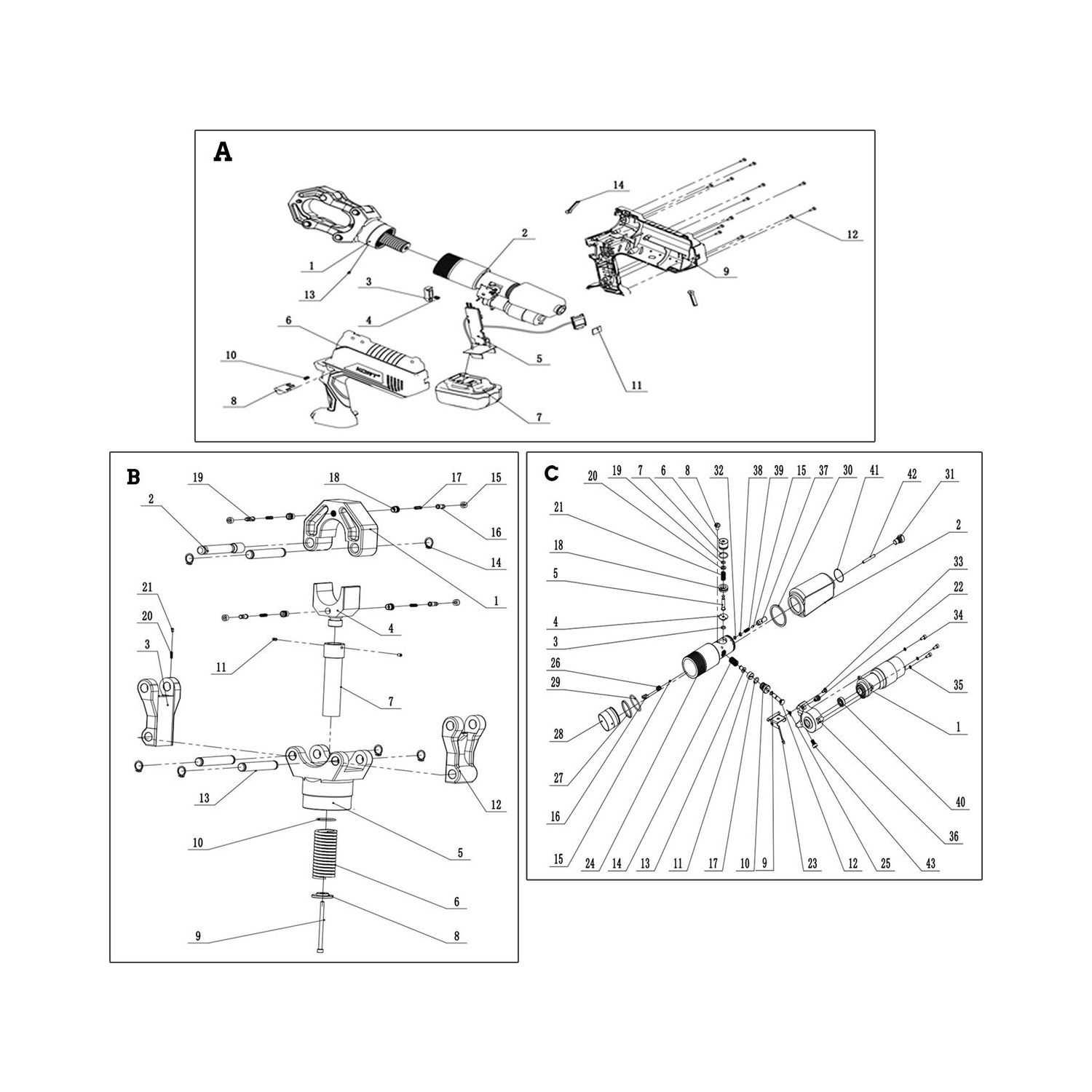 18V Hydraulic Crimping Tool, 16-630mm² with Dies 