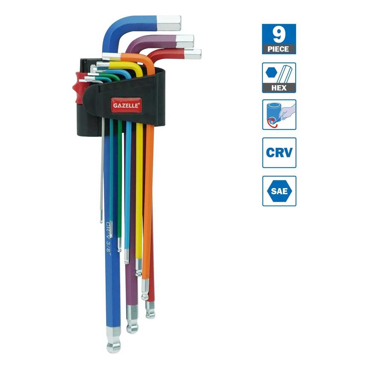 Long Arm Metric Hex Key Set, 9 Pcs