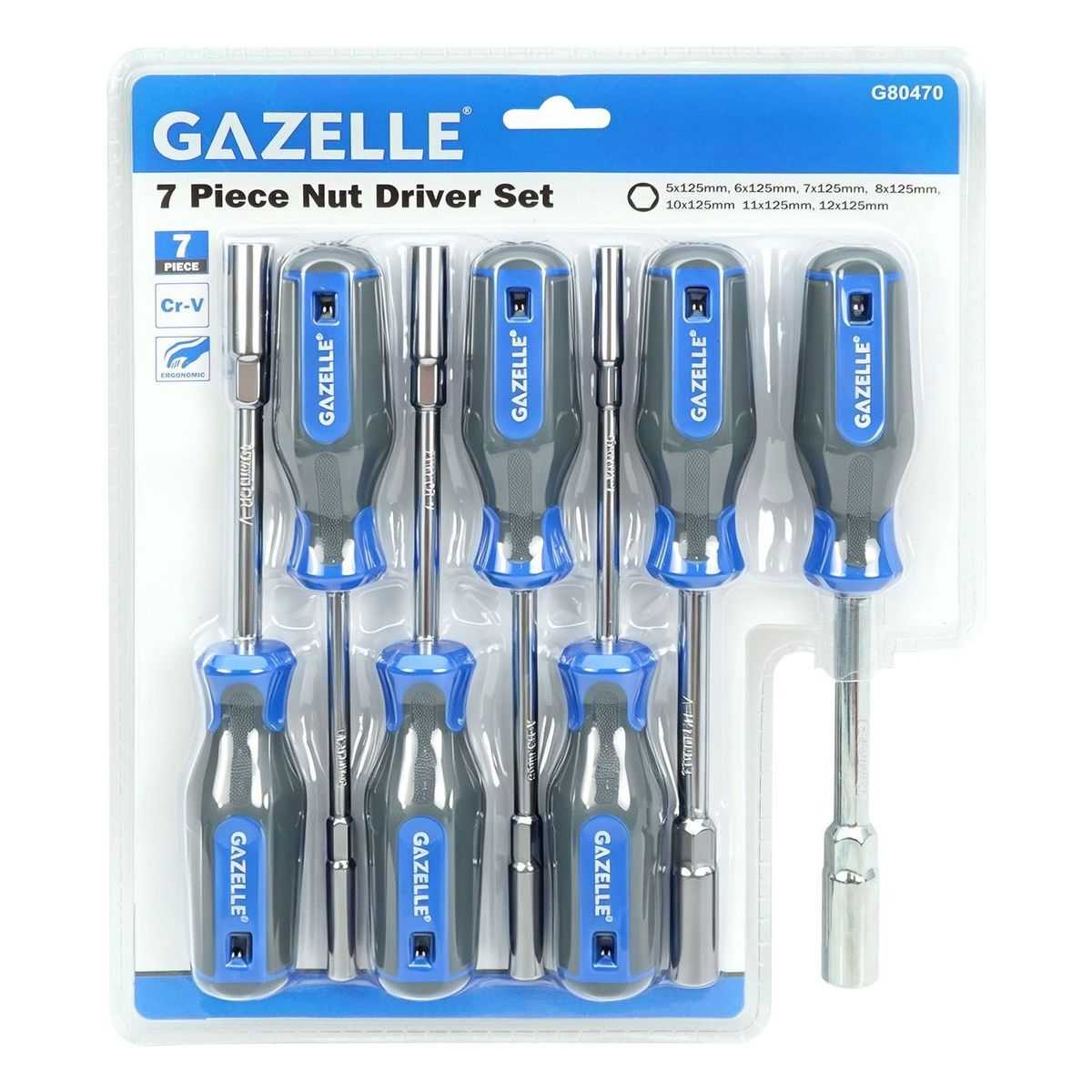 7 Pcs Metric Nut Driver Set, 5-12mm