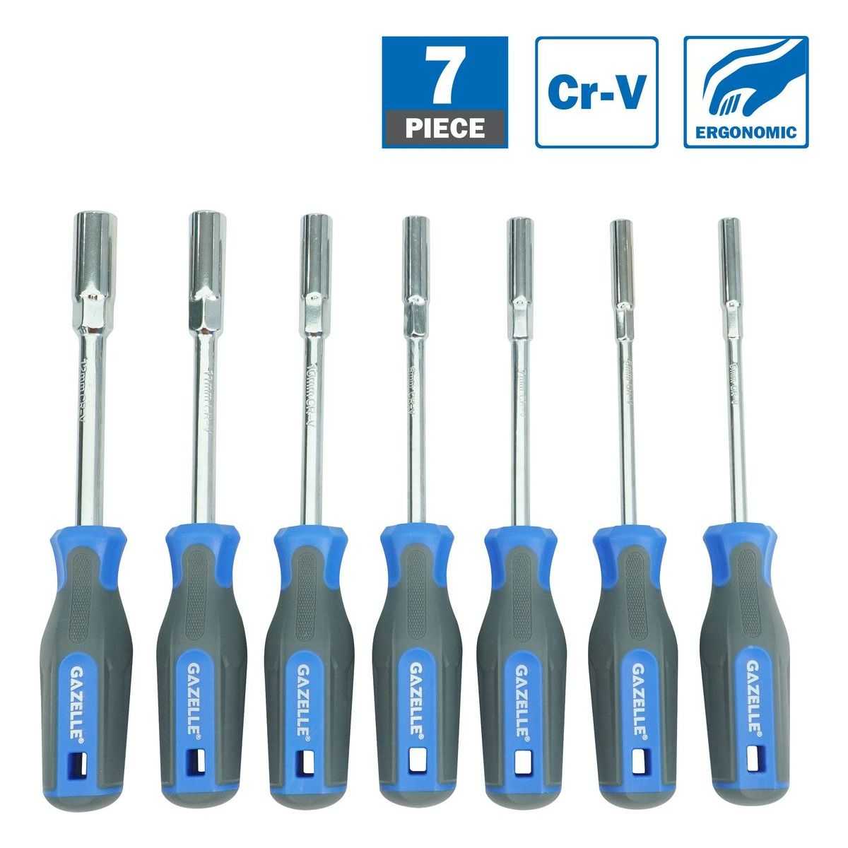 7 Pcs Metric Nut Driver Set, 5-12mm